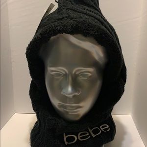 Bebe winter Hat Black attached Scarf